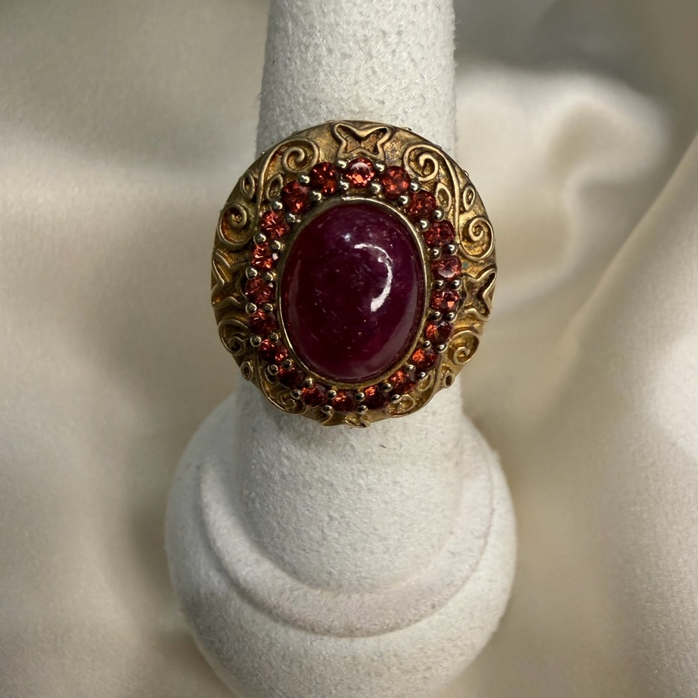 Vintage Ruby Cocktail Ring Size 8